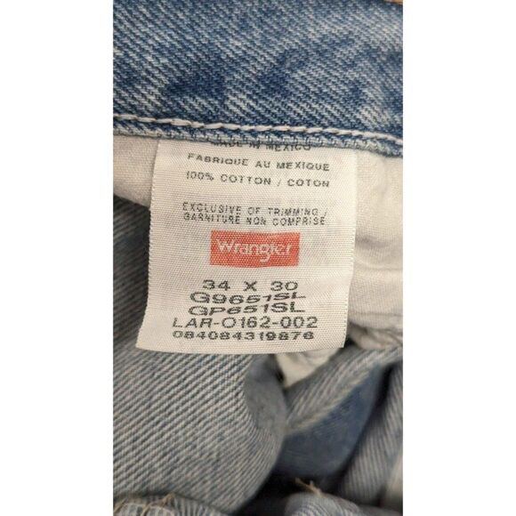 Wrangler Mens Size 34x30 Blue Medium Wash Denim Mid Rise Straight Jeans - Picture 8 of 8